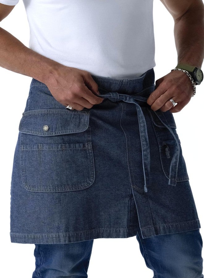 Chef Works Unisex Craftsman Half Bistro Apron, Indigo Blue, One Size - Image 4
