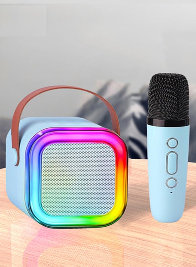 Home Karaoke Portable Bluetooth Speaker With One Wireless Microphone RGB Lights TF Card AUX Connectivity and Type-C Charging - Image 1