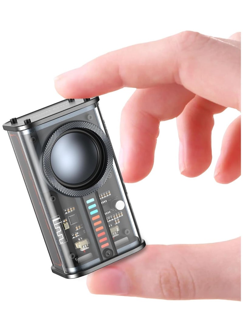 Excefore Portable Bluetooth Speaker With Lights Transparent Wireless Mini Bluetooth Speaker With Tws Hd Sound Bass And Colorful Lights For Office Home Shower Room Bike Car Black - Image 1