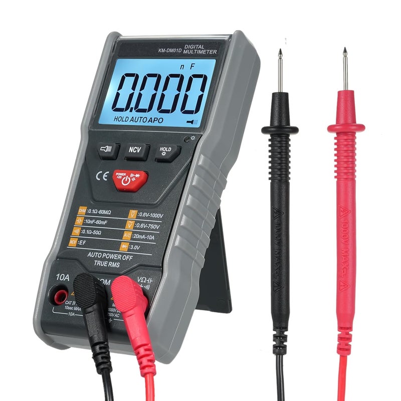 مقياس متعدد رقمي ذكي نطاق تلقائي 6000 عد كاشف جهد NCV تيار متردد وتيار مستمر شاشة LCD بإضاءة خلفية - Image 1