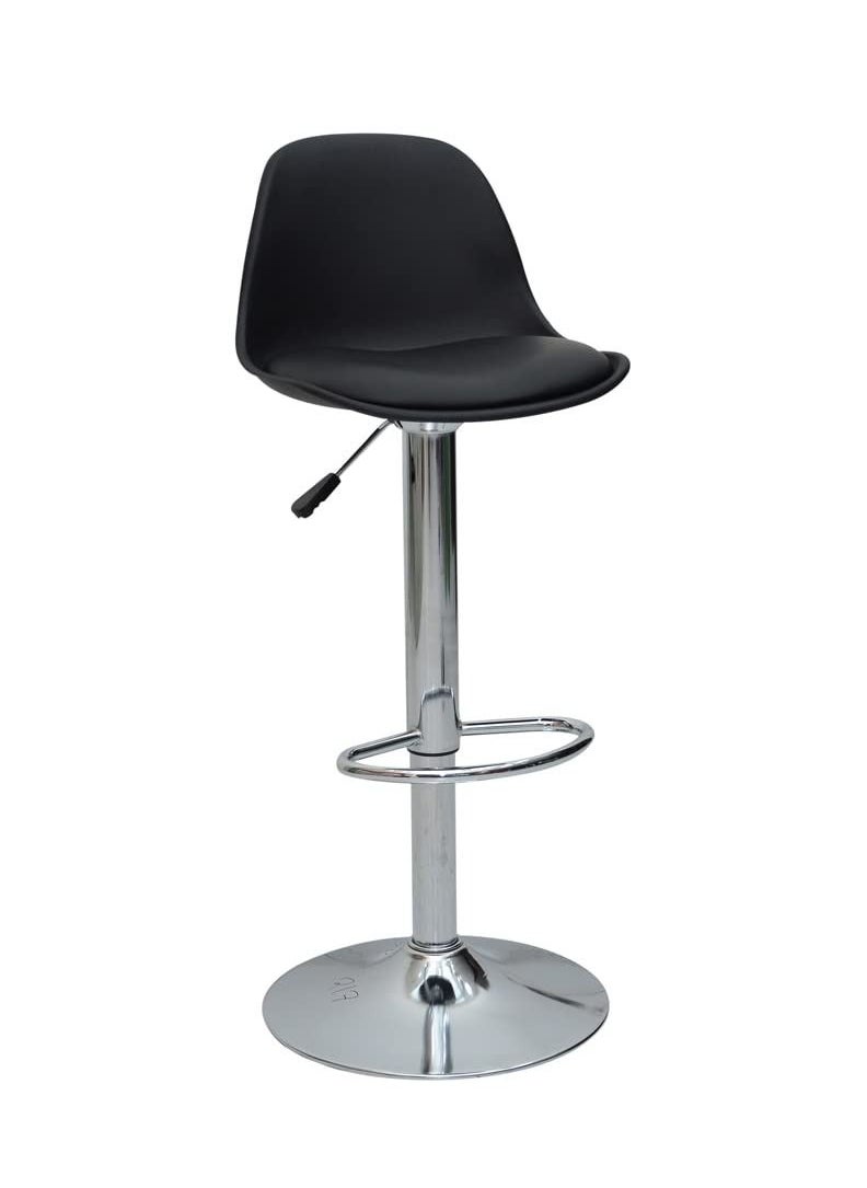 KARNAK Comfortable Bar Stool K-217 With Faux Leather And Metal Base Adjustable Bar Chair For Kitchen & Bar Counter Or Cafes, 360 Degree Rotating Seat Black  - Image 1