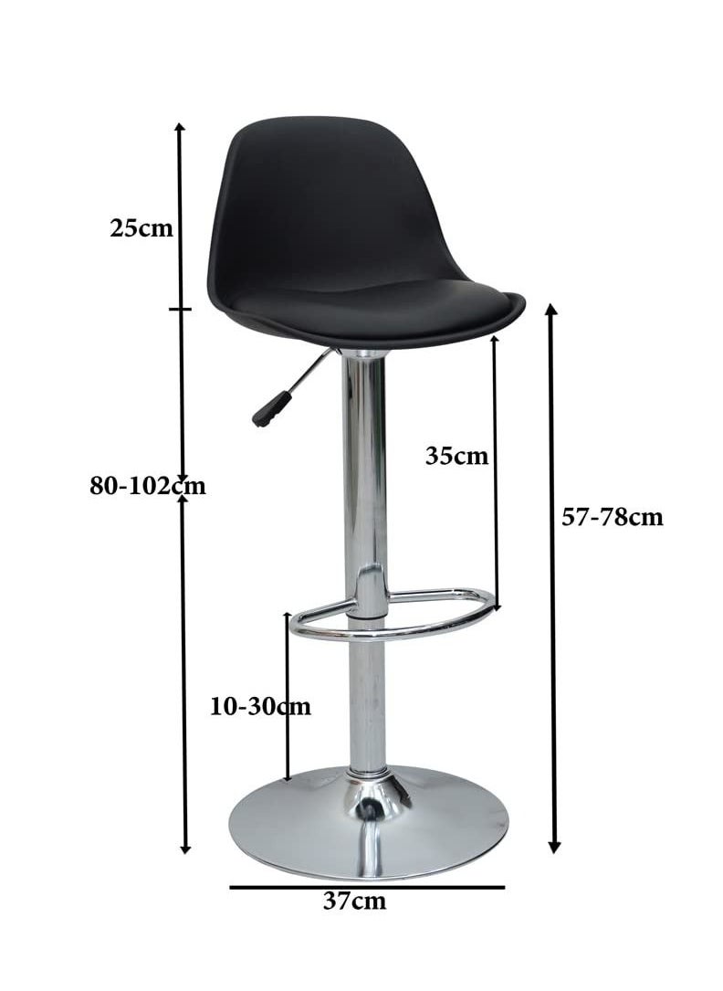 KARNAK Comfortable Bar Stool K-217 With Faux Leather And Metal Base Adjustable Bar Chair For Kitchen & Bar Counter Or Cafes, 360 Degree Rotating Seat Black  - Image 2