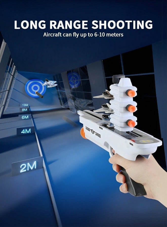 جرويك لعبة الطائرة المنجنيق الطائرة في الهواء الطلق ألعاب الطيران بنقرة واحدة نموذج طائرة طرد، 2 وضع الطيران المنجنيق الطائرة مع 4 طائرات و 8 رصاصات ناعمة خارج اللعبة - Image 5