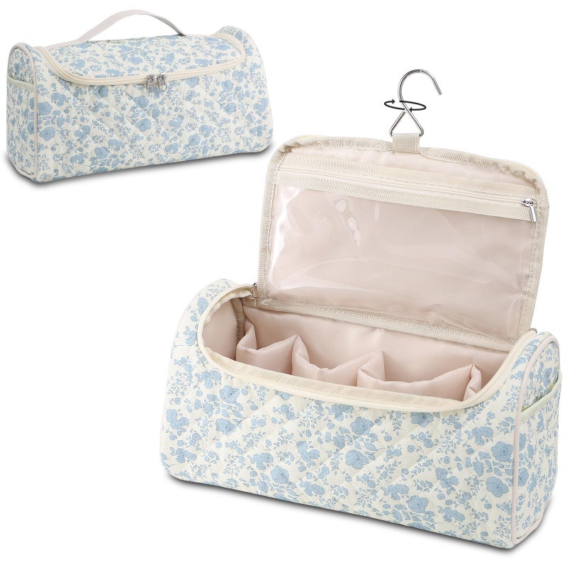 GISMTR Quilted Hair Tools Travel Case, Cotton Portable Storage Bag with Hanging Hook for Hair Curler Accessories, Cute Dustproof Travel Organizer - Image 1