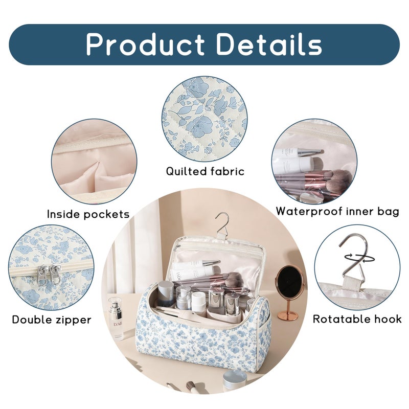 GISMTR Quilted Hair Tools Travel Case, Cotton Portable Storage Bag with Hanging Hook for Hair Curler Accessories, Cute Dustproof Travel Organizer - Image 3
