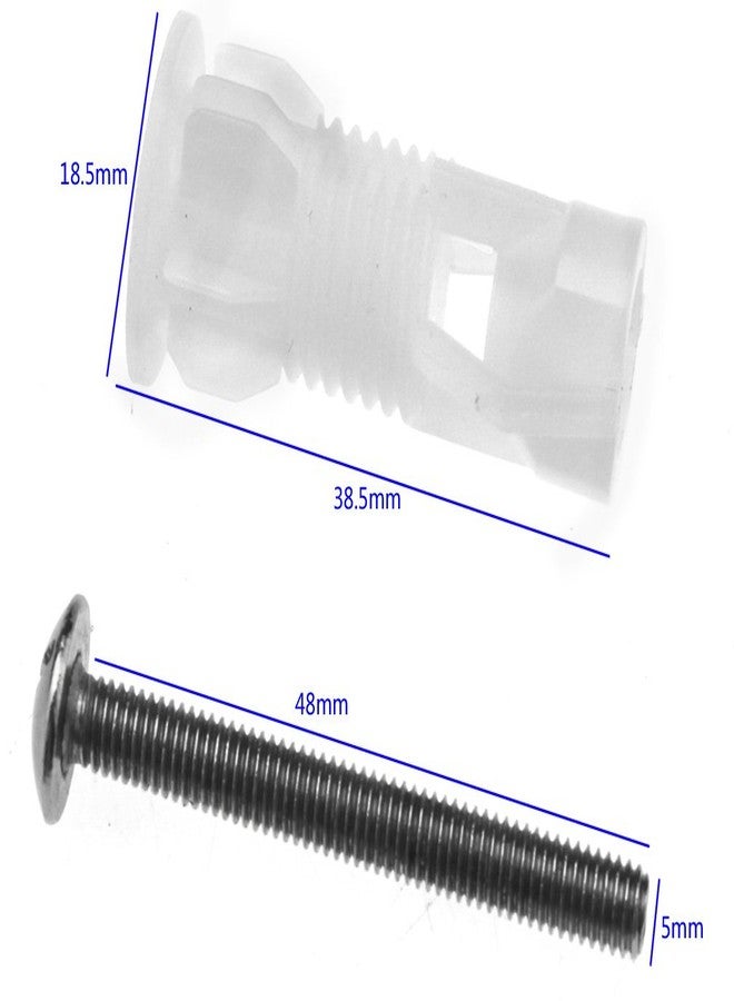 Micro Trader 2pcs Toilet Top Cover Lid Seat Fixings WC Blind Hole Fitting White Screws - Image 3