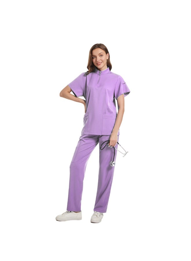 Loquat Womens Medical Scrubs Set Medical Uniform Set Light Purple - Image 1