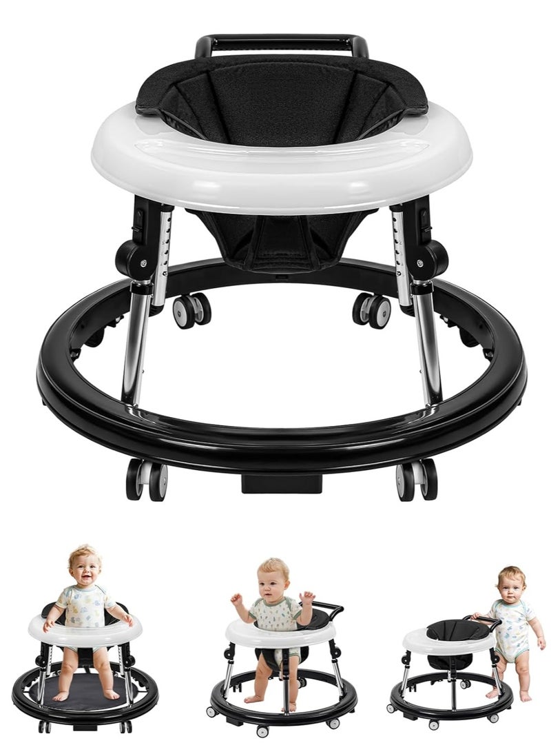Gogoya Baby Walker with Wheels, Activity Center with Mute Wheels Anti-Rollover, 5-Position Height Adjustable Foldable Baby Walker for Boys and Girls from 6-18 Months with Footrest,Black - Image 1
