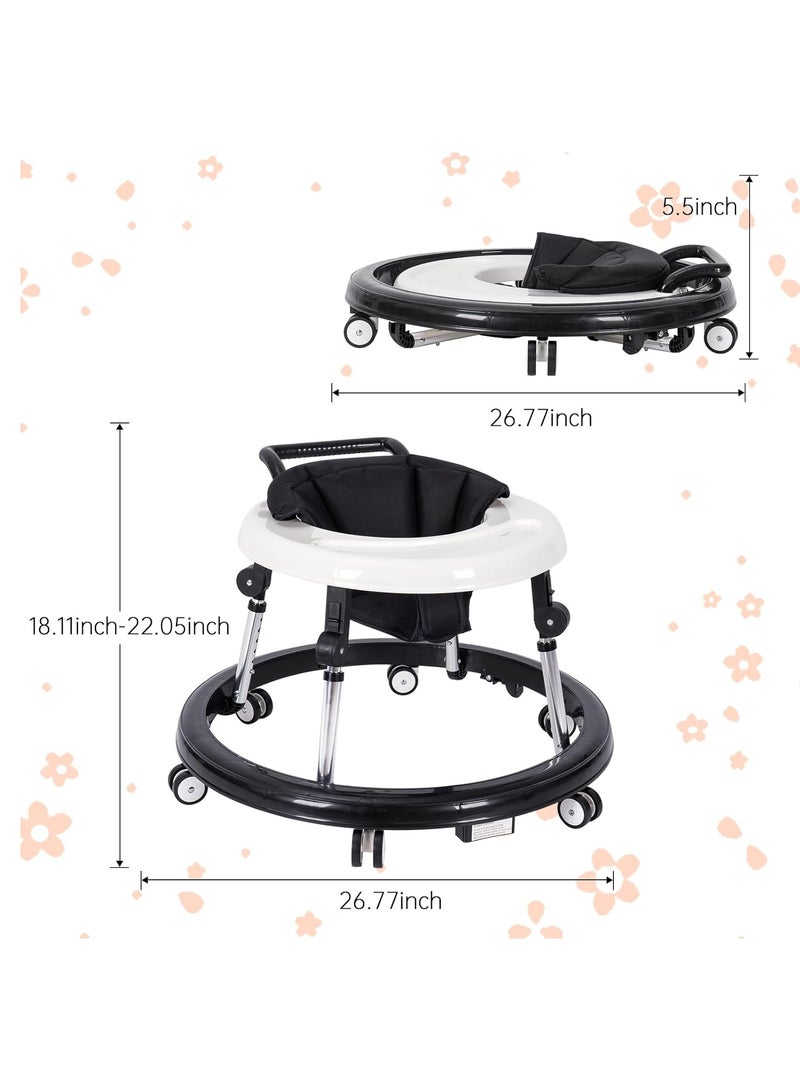 Gogoya Baby Walker with Wheels, Activity Center with Mute Wheels Anti-Rollover, 5-Position Height Adjustable Foldable Baby Walker for Boys and Girls from 6-18 Months with Footrest,Black - Image 2