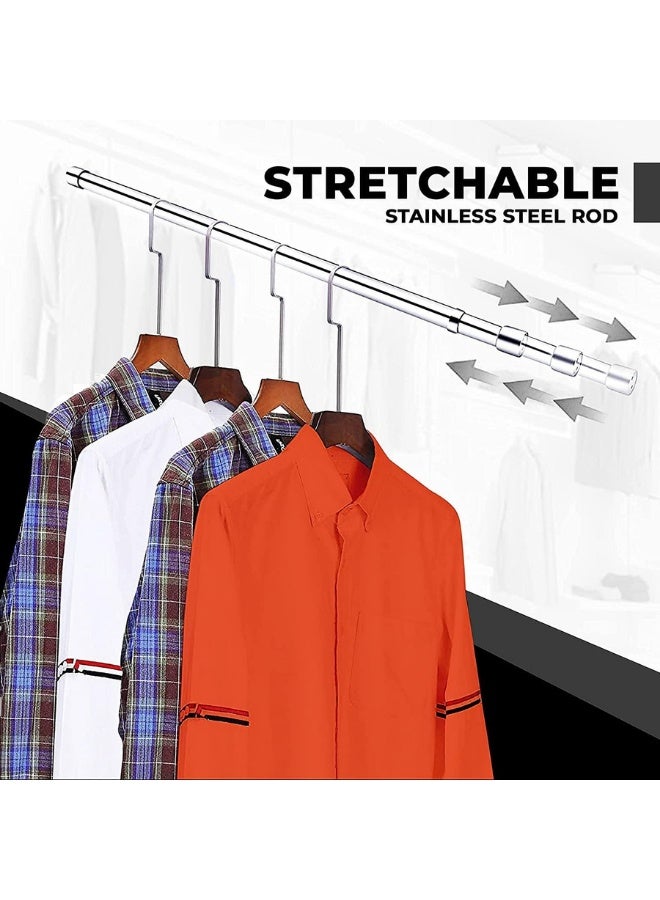 Chase Up Wardrobe Rail and Fittings 30-50 cm – Stainless Steel Extendable Clothes Rail Pole with End Sockets & Screws - Heavy Duty & Rust Resistant for Wardrobe, Shower, Balcony, Windows - Image 2