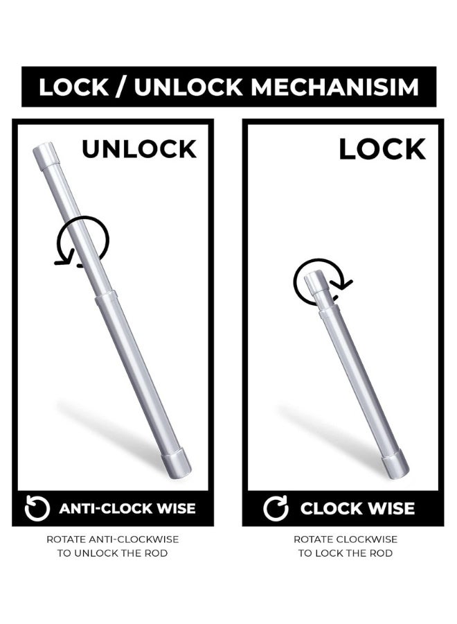 Chase Up Wardrobe Rail and Fittings 30-50 cm – Stainless Steel Extendable Clothes Rail Pole with End Sockets & Screws - Heavy Duty & Rust Resistant for Wardrobe, Shower, Balcony, Windows - Image 4