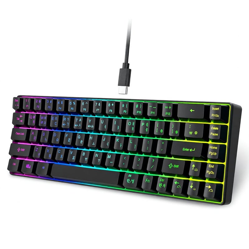 لوحة مفاتيح ألعاب صغيرة V200 Wired K68 RGB للبث الافتراضي - لوحة مفاتيح غشاء خالية من الصراع بـ 19 مفتاحًا ولكنها ذات إحساس ميكانيكي للعبة/مكتب - النسخة الكورية - Image 1