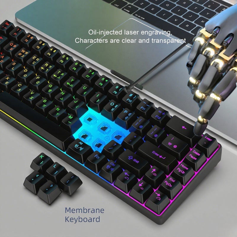 لوحة مفاتيح ألعاب صغيرة V200 Wired K68 RGB للبث الافتراضي - لوحة مفاتيح غشاء خالية من الصراع بـ 19 مفتاحًا ولكنها ذات إحساس ميكانيكي للعبة/مكتب - النسخة الكورية - Image 4