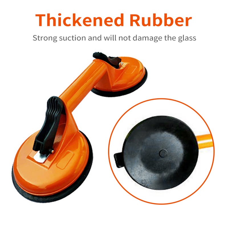 Suction Cup, Heavy Duty Aluminum Alloy Vacuum Plate Handle Glass Holder Hooks to Lift Large Glass Tile Lifter Moving Glass Dent Puller, Orange - Image 4