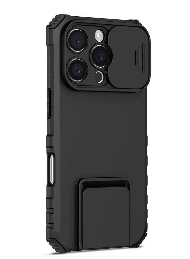 Case Cover for iPhone 16 Pro Max 5G, Innovative Telescopic Bracket, Sliding Protection Camera Window, Slim Thin PC&TPU Shockproof Mobile Phone Cover Black  - Image 2