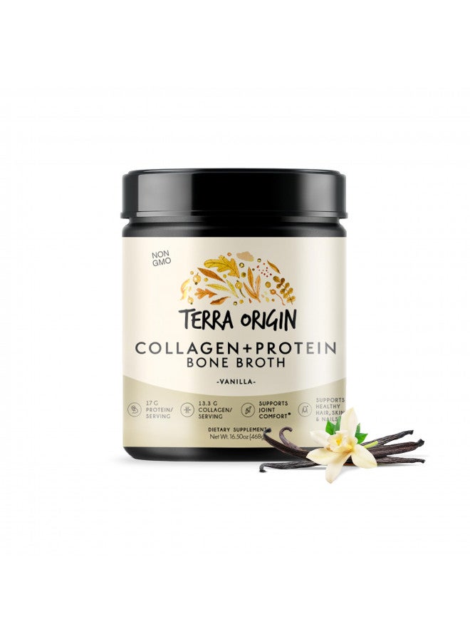 Terra Origin TERRA ORIGIN Collagen Protein Bone Broth Powder, Natural Collagen from Real Whole Food Sources with 17g Protein, for Hair, Skin, Nail and Joint Support, 20 Servings, Vanilla - Image 1