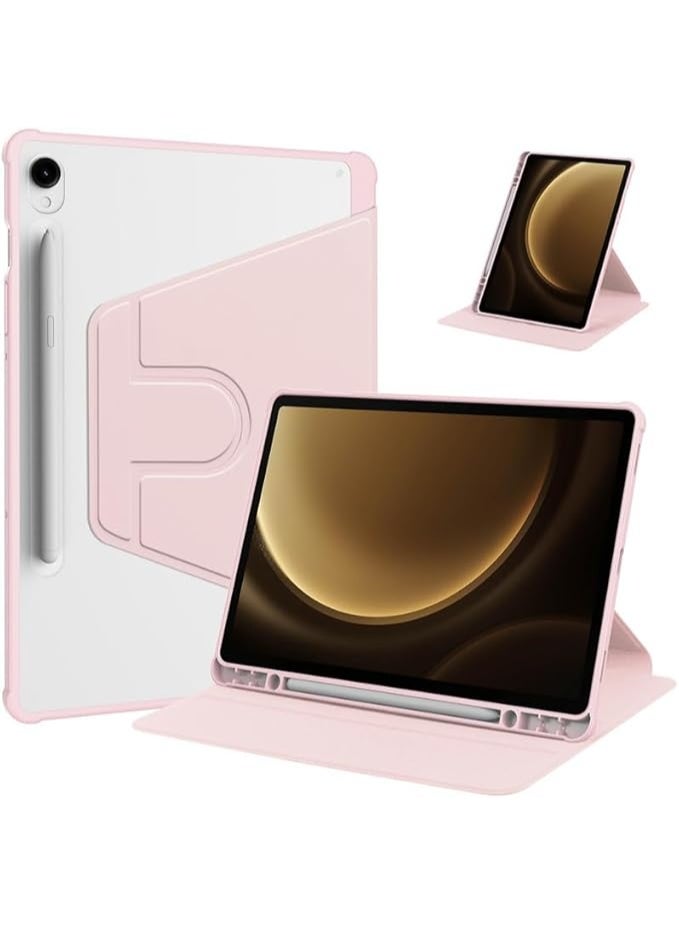 VKL Case for Samsung Galaxy Tab S10 Lite 10.9 inch 2025 Tablet Leather Case with Auto Wake/Sleep, 360° Rotating Stand Acrylic Clear Back Cover Built-in Pencil Holder (Pink) - Image 1