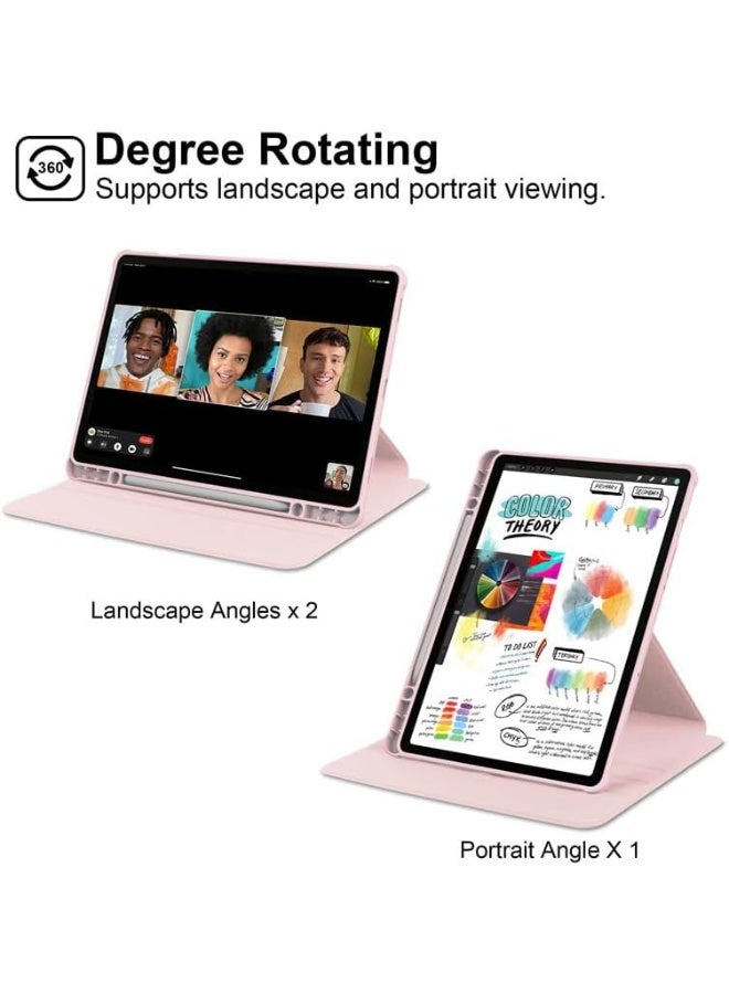 VKL Case for Samsung Galaxy Tab S10 Lite 10.9 inch 2025 Tablet Leather Case with Auto Wake/Sleep, 360° Rotating Stand Acrylic Clear Back Cover Built-in Pencil Holder (Pink) - Image 2