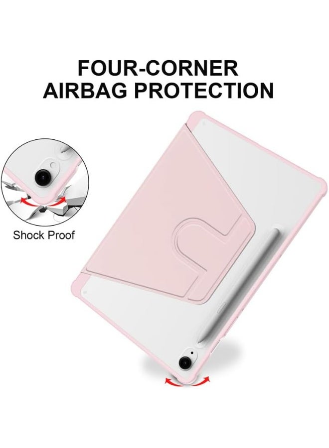 VKL Case for Samsung Galaxy Tab S10 Lite 10.9 inch 2025 Tablet Leather Case with Auto Wake/Sleep, 360° Rotating Stand Acrylic Clear Back Cover Built-in Pencil Holder (Pink) - Image 4