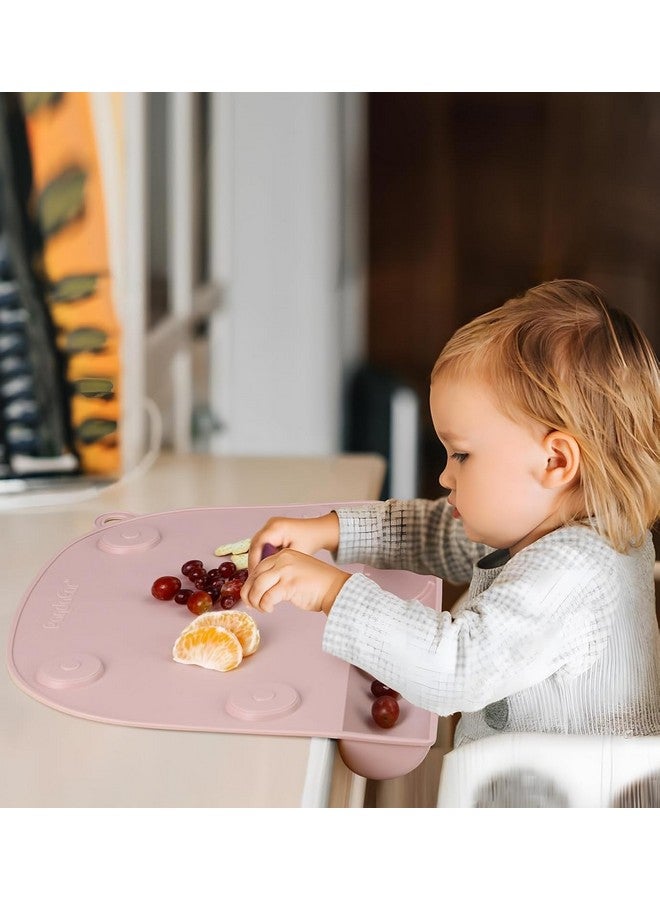 PandaEar 2 Pack Suction Silicone Placemat for Toddlers Kids| Food Grade Toddler Place Mat for Dining Table & Restaurants Baby Eating| Baby Placemat That Stick to Table（Pink + Linen - Image 5