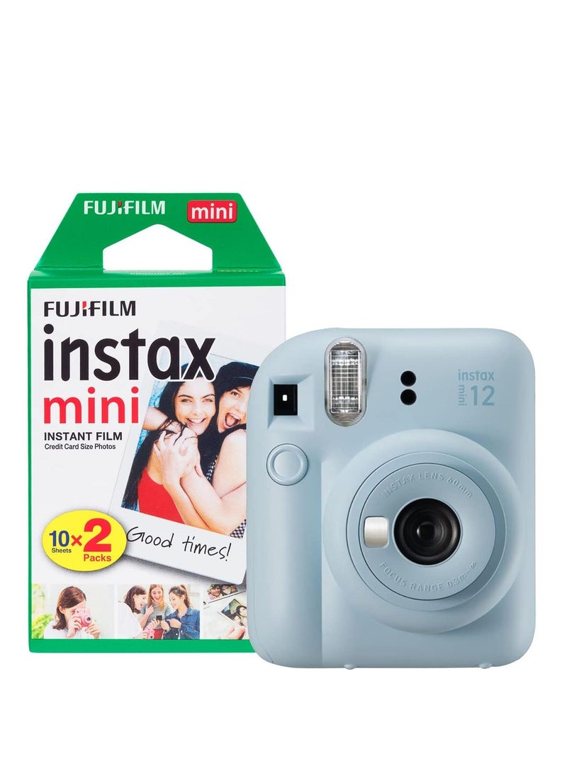 Fujifilm Instax Mini 12 Instant Camera with 20 Shot Film Pack - Pastel Blue - Image 1