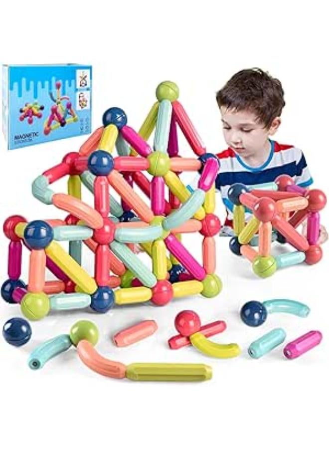 ألعاب مغناطيسية، 42 قطعة من ألعاب البناء المغناطيسية مع كرات وقضبان مغناطيسية، ألعاب مكعبات مغناطيسية ثلاثية الأبعاد، لعبة تكديس للأولاد والبنات، مغناطيسات تعليمية