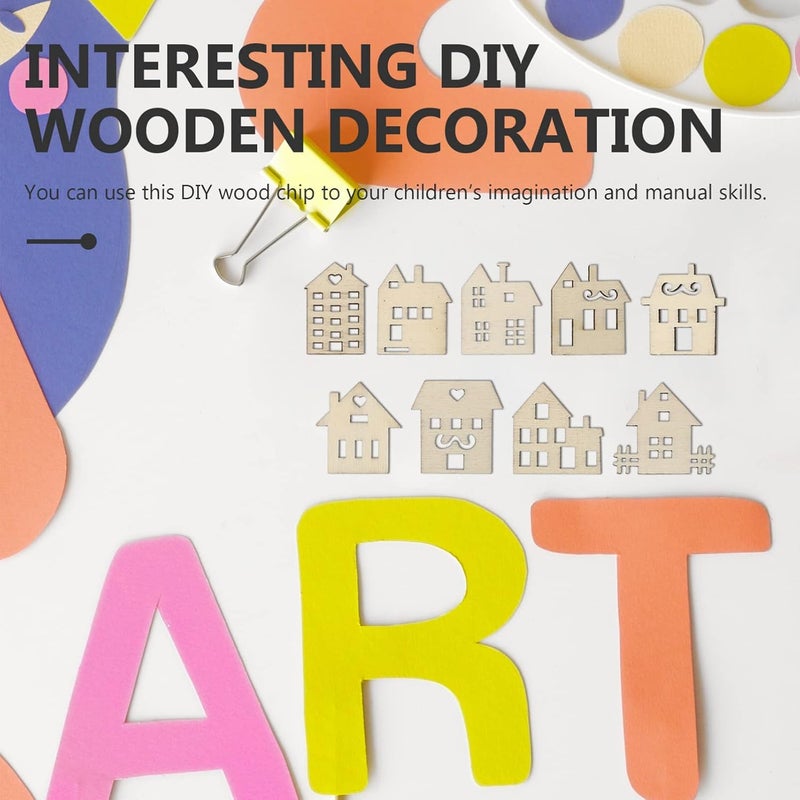 Toddmomy 100pcs House Doodle Wood Chips Blank Wood Chips DIY Handmade Slices Wood Slices Graffiti Crafts DIY Hand-Painted Toys DIY Graffiti Supplies Graffiti Wood Chips DIY Wood Chips - Image 4