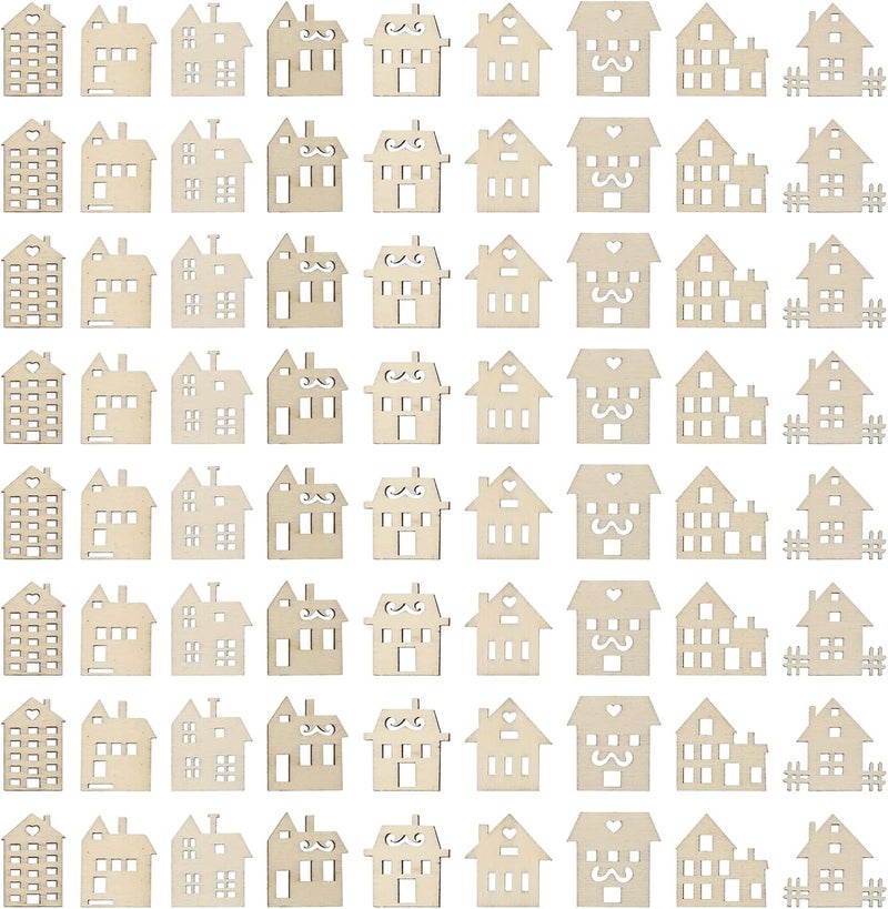 Toddmomy 100pcs House Doodle Wood Chips Blank Wood Chips DIY Handmade Slices Wood Slices Graffiti Crafts DIY Hand-Painted Toys DIY Graffiti Supplies Graffiti Wood Chips DIY Wood Chips - Image 1