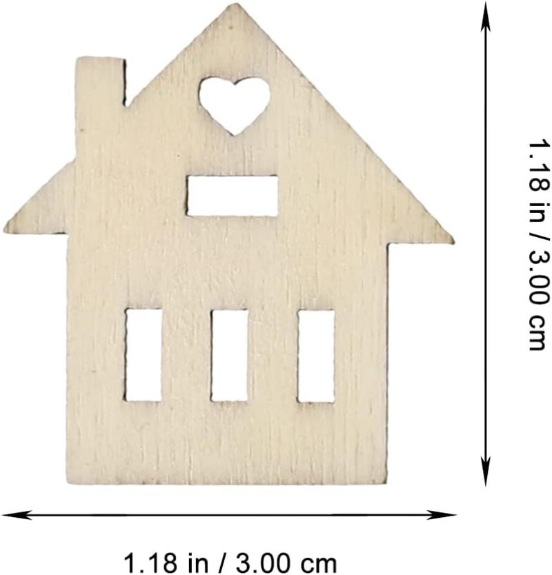 Toddmomy 100pcs House Doodle Wood Chips Blank Wood Chips DIY Handmade Slices Wood Slices Graffiti Crafts DIY Hand-Painted Toys DIY Graffiti Supplies Graffiti Wood Chips DIY Wood Chips - Image 5
