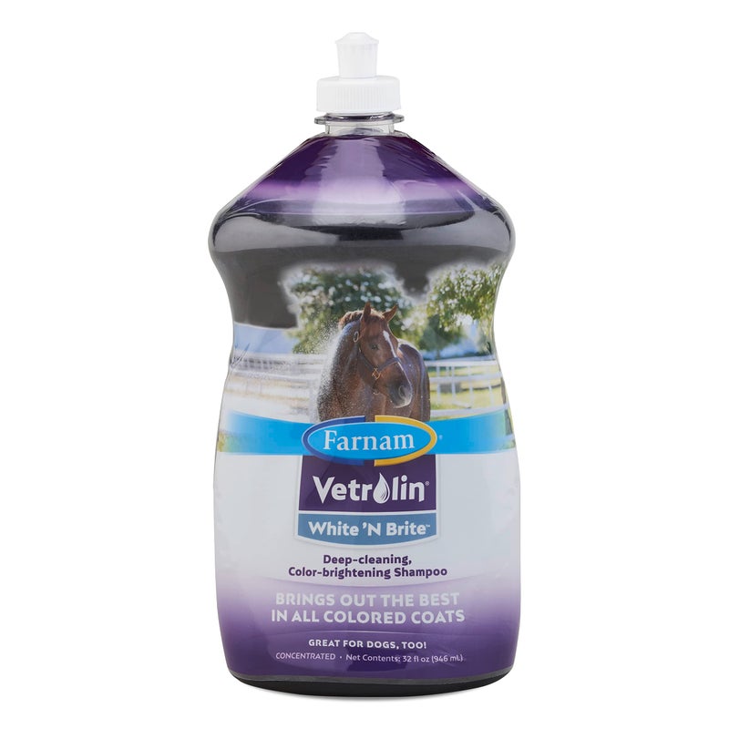 Farnam Vetrolin White 'N Brite Shampoo, Deep Cleaning and Color Brightening Shampoo for Horses and Dogs, 32 ounces - Image 1