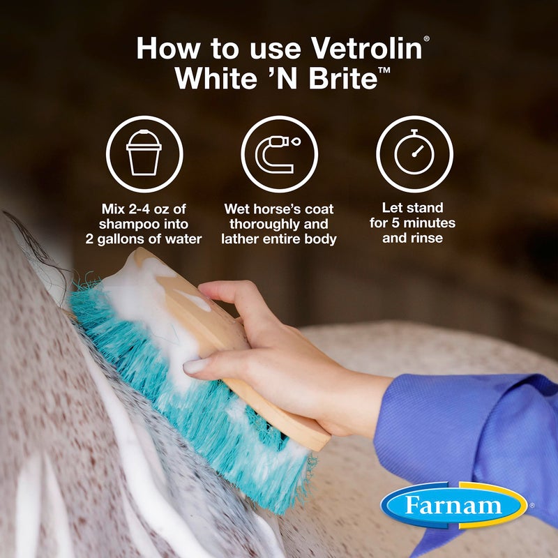 Farnam Vetrolin White 'N Brite Shampoo, Deep Cleaning and Color Brightening Shampoo for Horses and Dogs, 32 ounces - Image 4