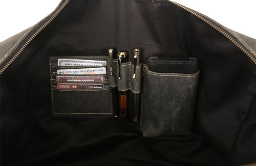 KomalC Leather Travel Duffel Bags for Men and Women - Full Grain Overnight Weekend Sports Gym Duffle - Image 3