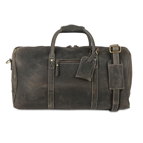 KomalC Leather Travel Duffel Bags for Men and Women - Full Grain Overnight Weekend Sports Gym Duffle - Image 4