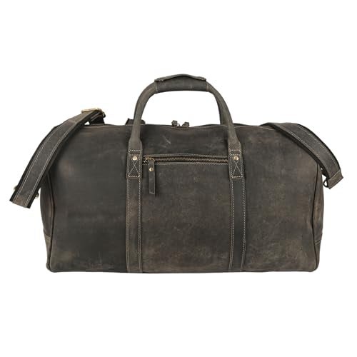 KomalC Leather Travel Duffel Bags for Men and Women - Full Grain Overnight Weekend Sports Gym Duffle - Image 5
