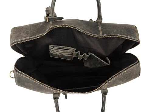 KomalC Leather Travel Duffel Bags for Men and Women - Full Grain Overnight Weekend Sports Gym Duffle - Image 2