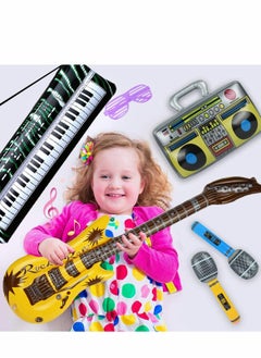 Y&D 14Pcs Inflatable Guitar Party Decorations Favors, Rock Star Balloon Set, Supplies, Birthday Gifts, Props for and Roll Theme 80s  - Image 2