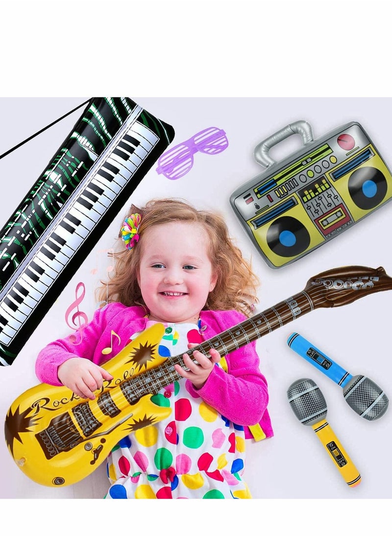 Y&D 14Pcs Inflatable Guitar Party Decorations Favors, Rock Star Balloon Set, Supplies, Birthday Gifts, Props for and Roll Theme 80s  - Image 2