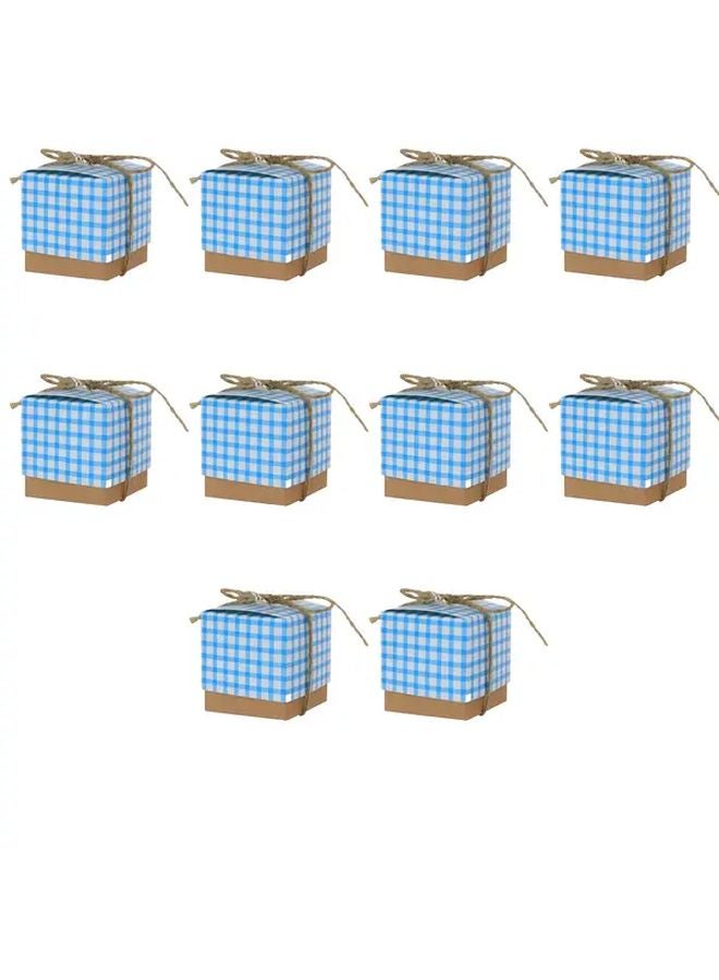 10pcs Blue Square Gift Boxes with Lids for Birthday Wedding Anniversary Events - Image 1