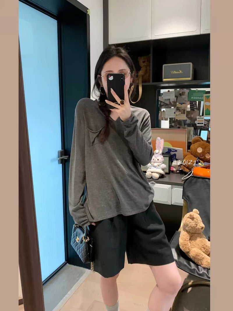 Zheng Chunhua''s High-Quality Tencel Linen Long-Sleeve T-Shirt, Thin Knit Loose-Fitting Versatile Top for Women - Image 5