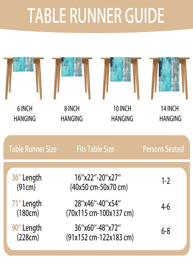 AILUER Teal Grey Table Runners Modern Art Farmhouse Linen Table Runners Dresser Scarves Retro Rustic Style for Party Kitchen Dining Table Coffee Holiday Party Decor (13"x 36", Teal Grey) - Image 5