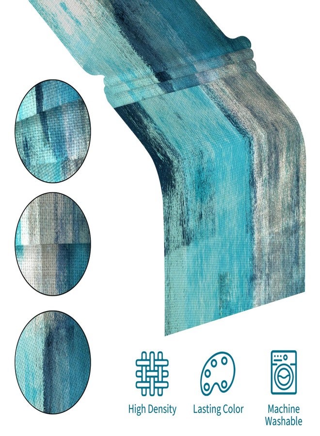 AILUER Teal Grey Table Runners Modern Art Farmhouse Linen Table Runners Dresser Scarves Retro Rustic Style for Party Kitchen Dining Table Coffee Holiday Party Decor (13"x 36", Teal Grey) - Image 4