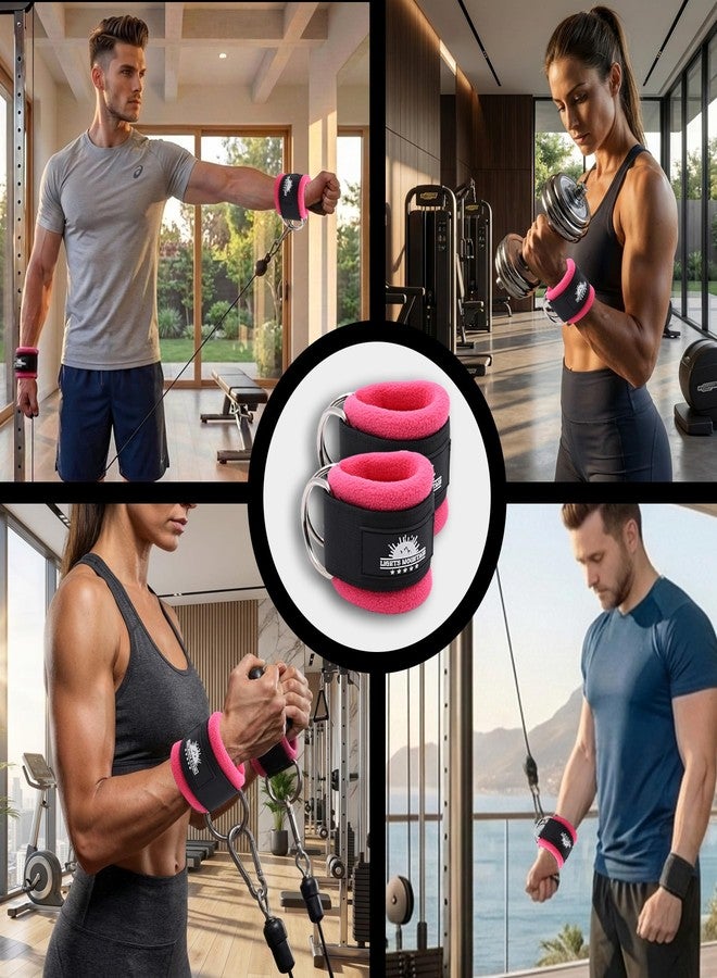 Lights Mountain Wrist Cuffs for Cable Machines – Padded & Adjustable Straps for Lateral Raises, Tricep Pushdowns & Strength Training (pink) - Image 5