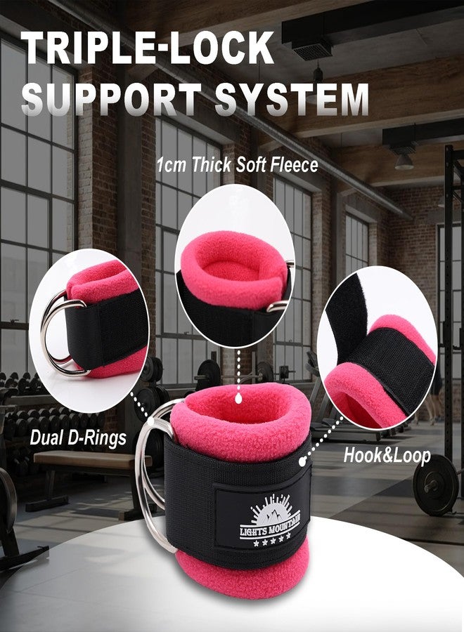 Lights Mountain Wrist Cuffs for Cable Machines – Padded & Adjustable Straps for Lateral Raises, Tricep Pushdowns & Strength Training (pink) - Image 3