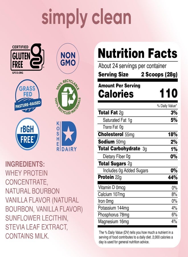 simply tera's Pure Whey Protein Powder - Grass Fed Vanilla Whey Protein Powder, Clean, Made Without Artificial Sweeteners, Non-GMO, Kosher, rBGH-Free, Soy-Free - 24 Oz - Image 3