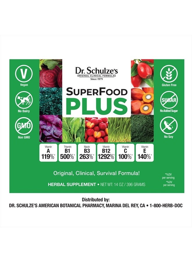 Dr. Schulze's SuperFood Plus | Vitamin and Mineral Herbal Concentrate | Daily Nutrition | Gluten-Free and Non-GMO | Vegan | 14 Ounce Powder | Packaging May Vary - Image 5
