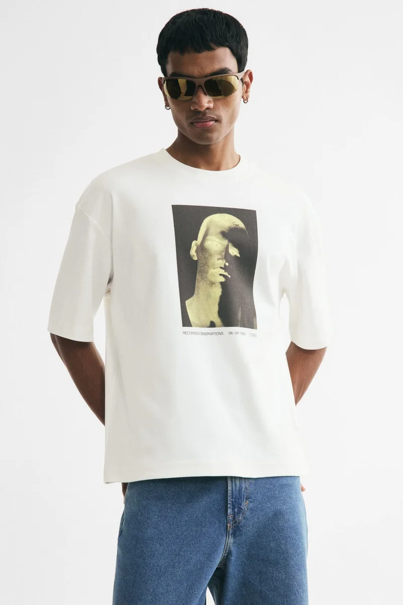 H&M Relaxed Fit Boxy printed cotton T-shirt