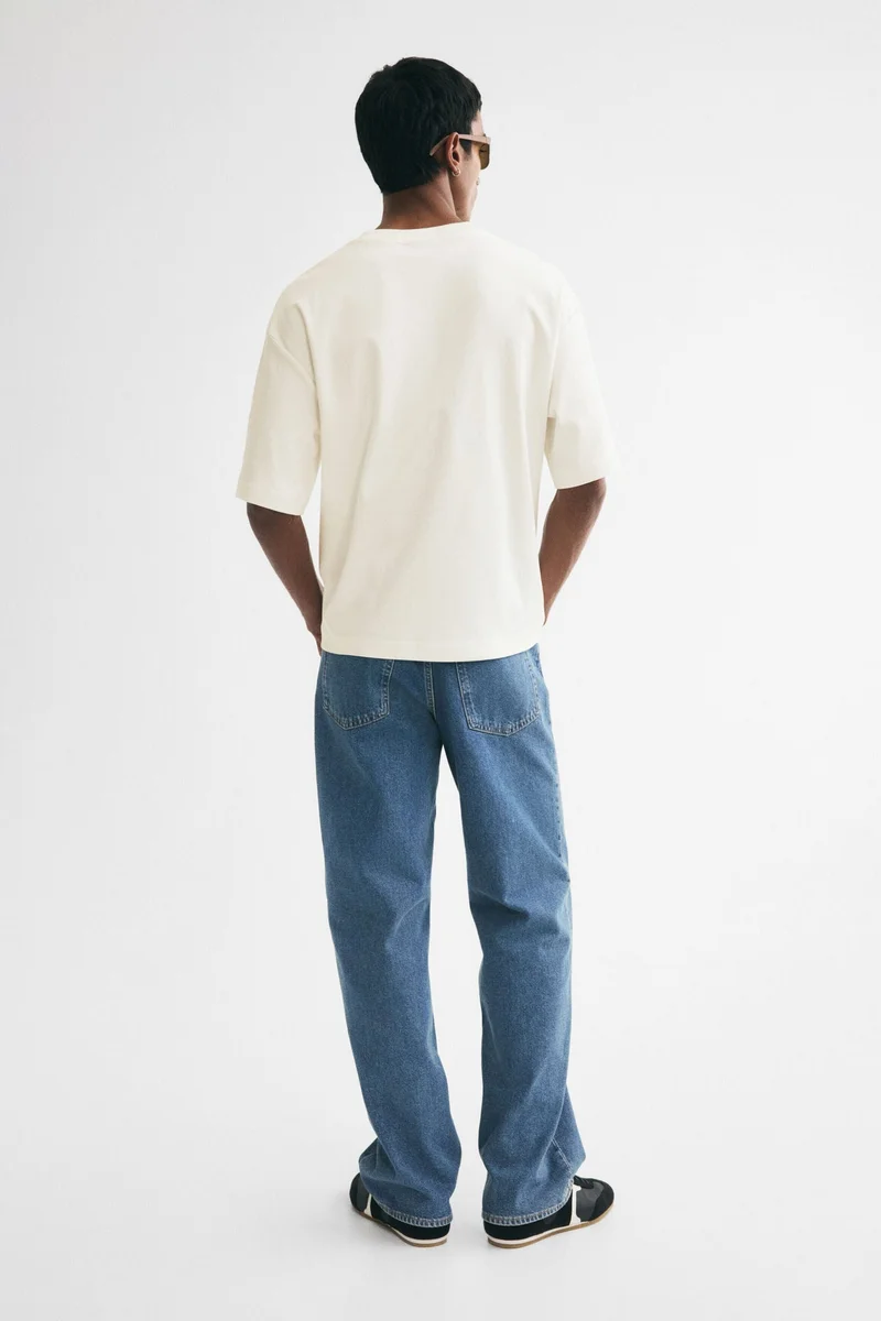 H&M  Relaxed Fit Boxy printed cotton T-shirt for Men | Best Price UAE