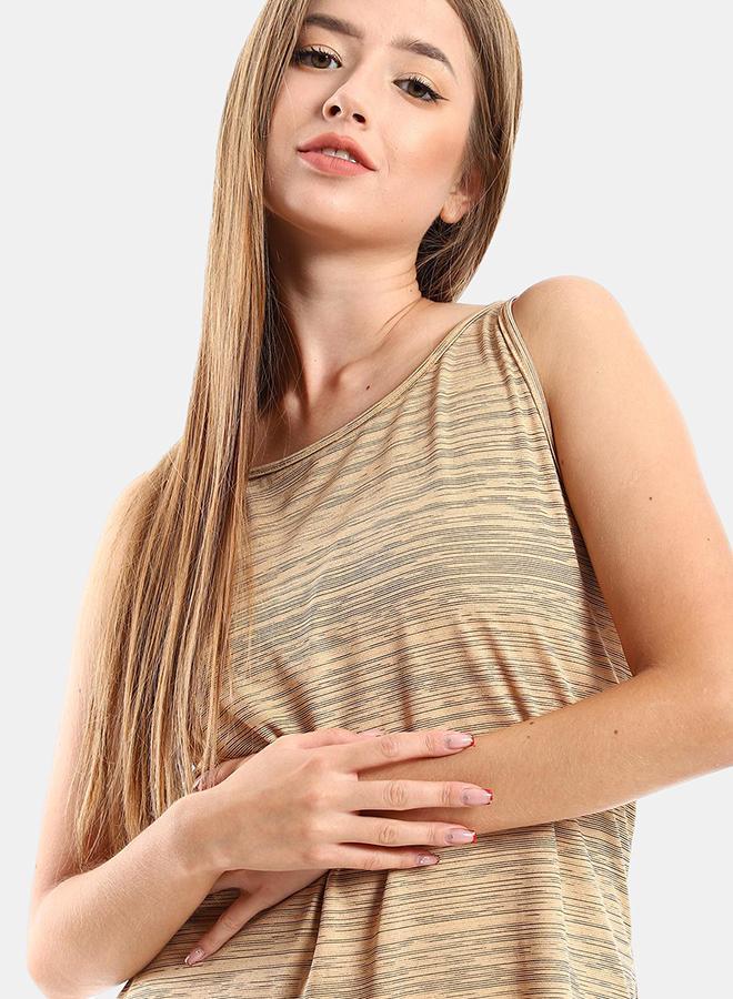 kady Jamila Women High Low Sleevless Casual Dress ,beige-XXL - Image 4