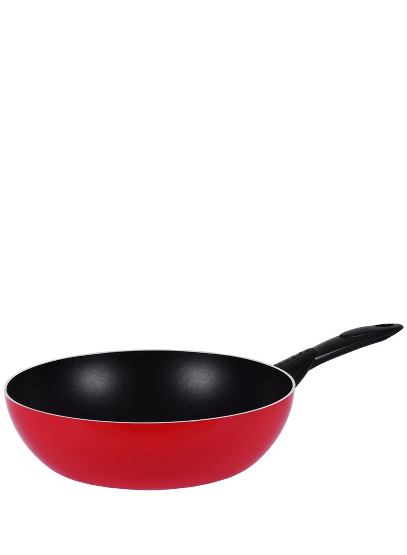 Cookline Forged Aluminum Nonstick Fry Pan with Induction Bottom – 24cm, Black with White Dots Interior & Red Shiny Exterior - Image 1