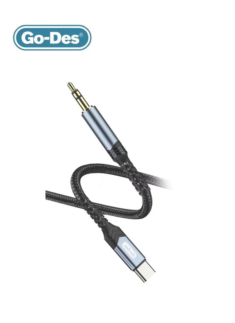 GO-DES - Go-Des Type C Male to 3.5 Male Audio Aux Cable GAC-262 - Black - Image 1